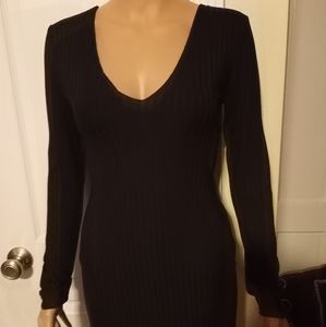 Black long sleeve dress open back with straps